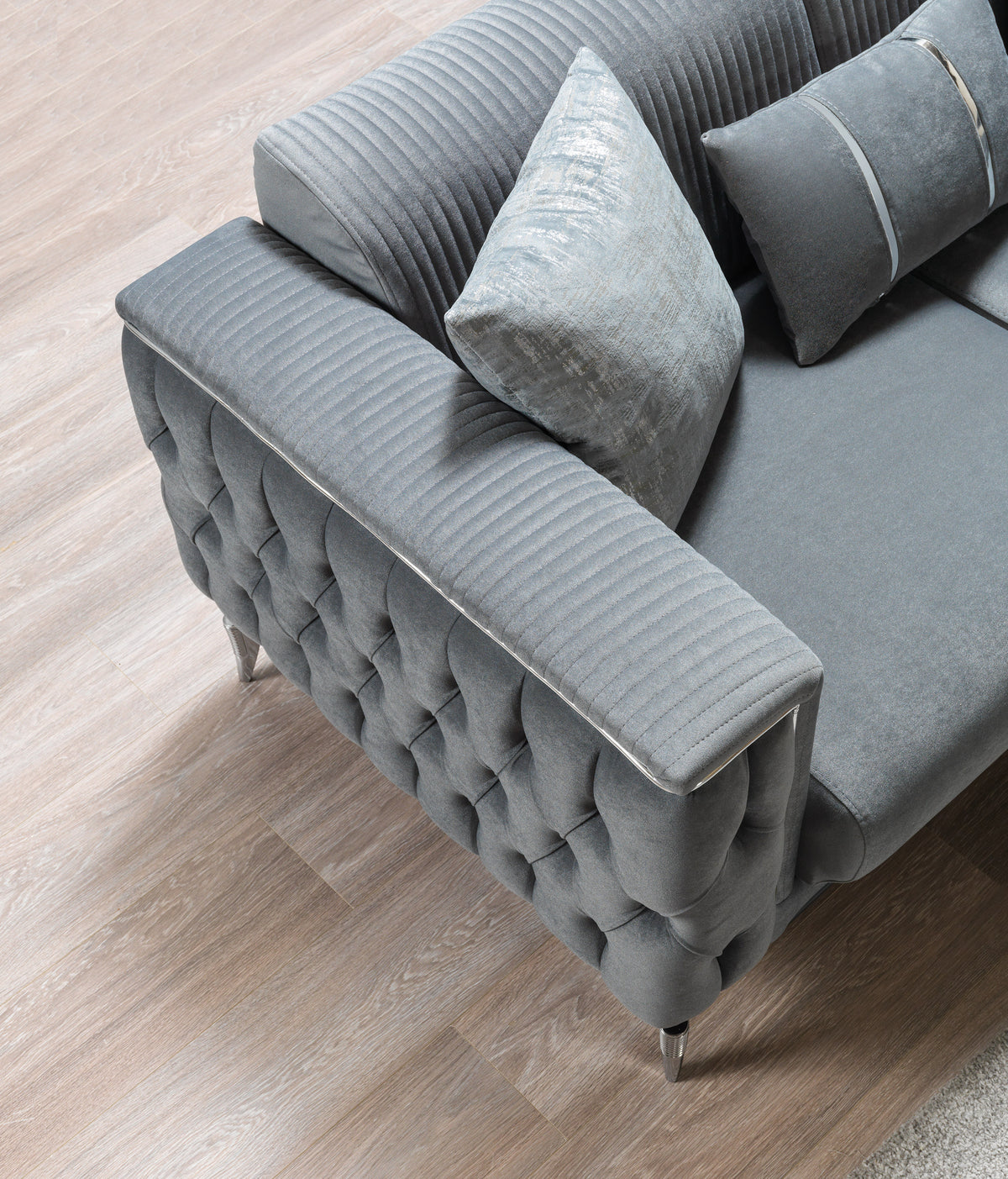 Belinda Gray Velvet Living Room Set