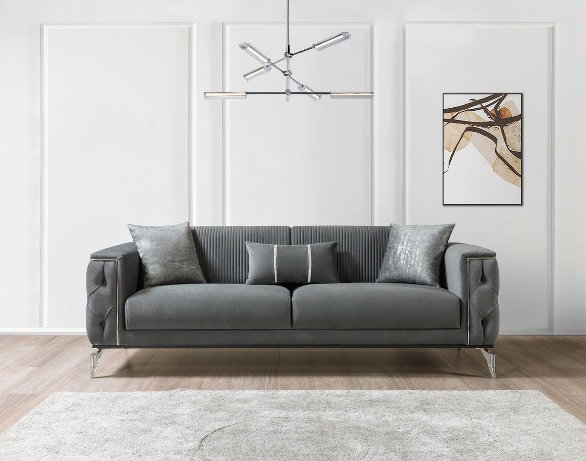 Belinda Gray Velvet Living Room Set