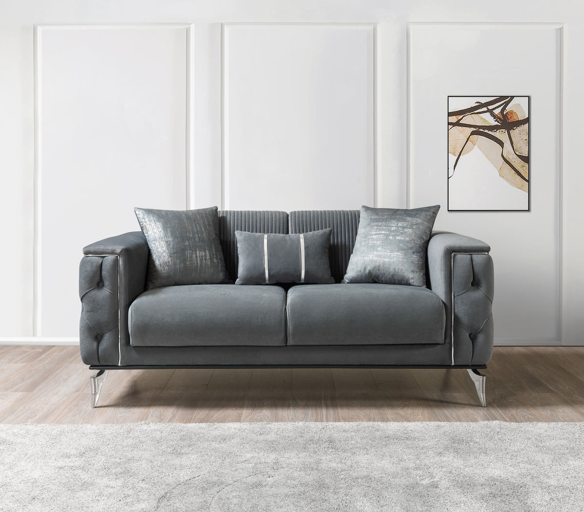 Belinda Gray Velvet Living Room Set