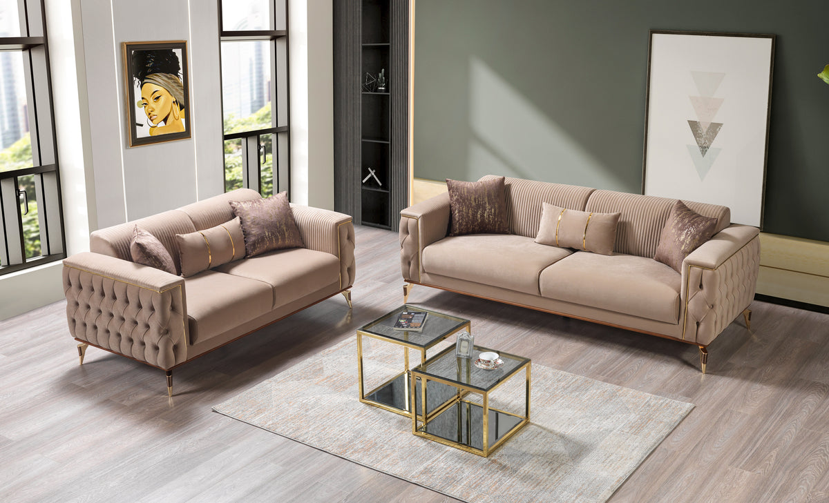 Belinda Coffee Velvet Living Room Set