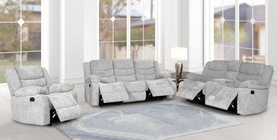 Oliver Silver Fabric 3pc Reclining Set