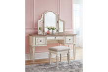 Load image into Gallery viewer, Realyn Two-tone Vanity and Mirror with Stool
