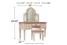 Load image into Gallery viewer, Realyn Two-tone Vanity and Mirror with Stool