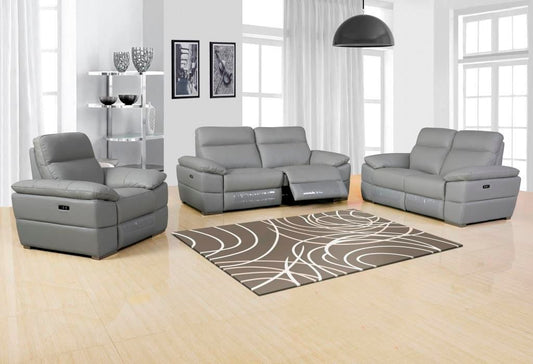 UR9563 Grey TOP GRAIN LEATHER  POWER Living Room Set