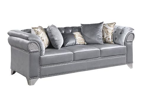 Emma Grey Velvet Sofa and Loveseat S3600