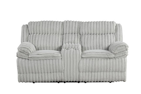 Mellow Grey Thick Stripe Fabric 3pc Reclining Set S3939