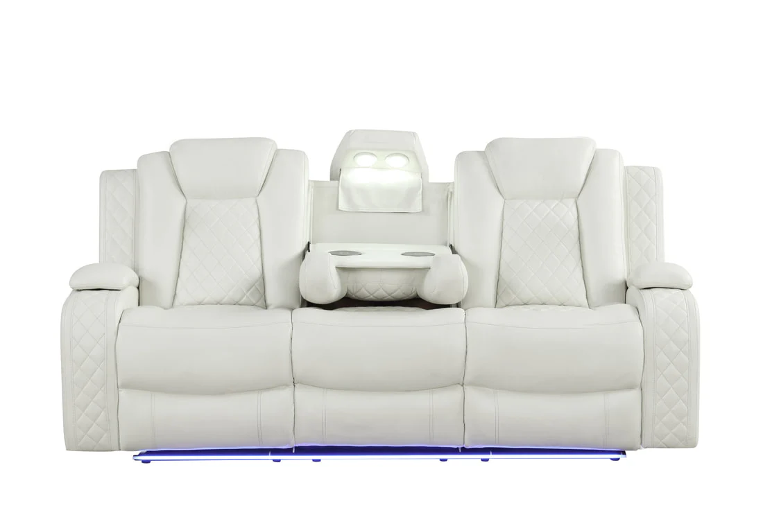 Luz White BLUETOOTH SPEAKERS/LED 3pc Reclining Set