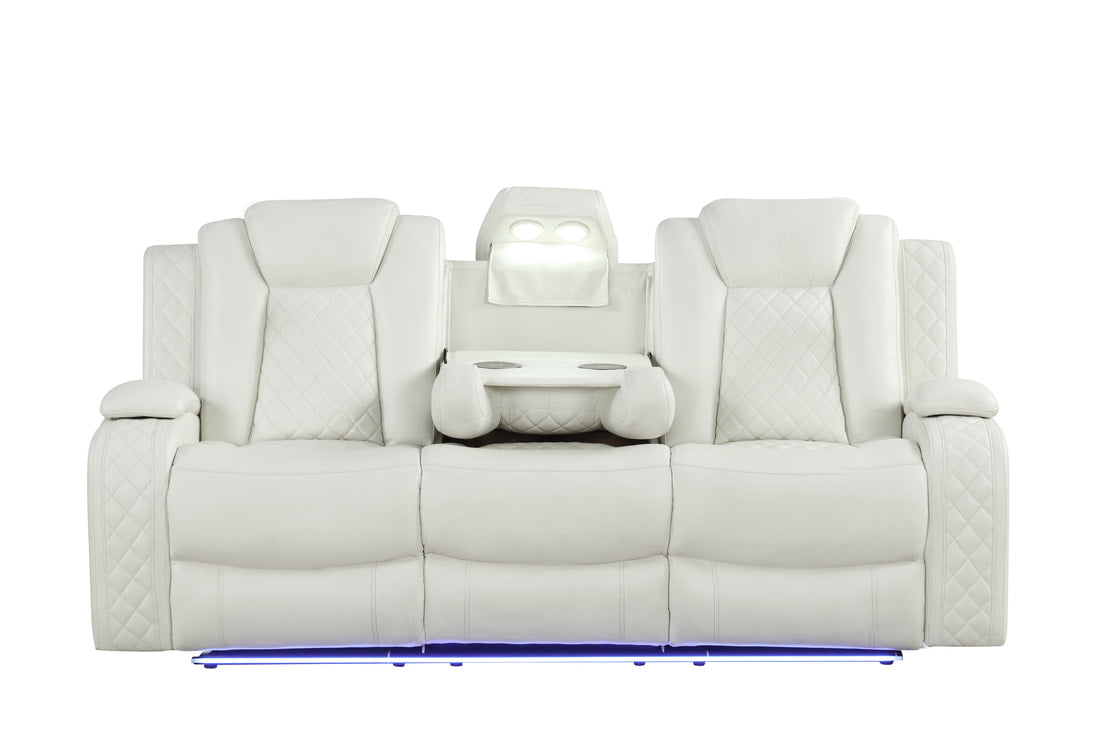 Luz White BLUETOOTH SPEAKERS/LED  3pc Reclining Set