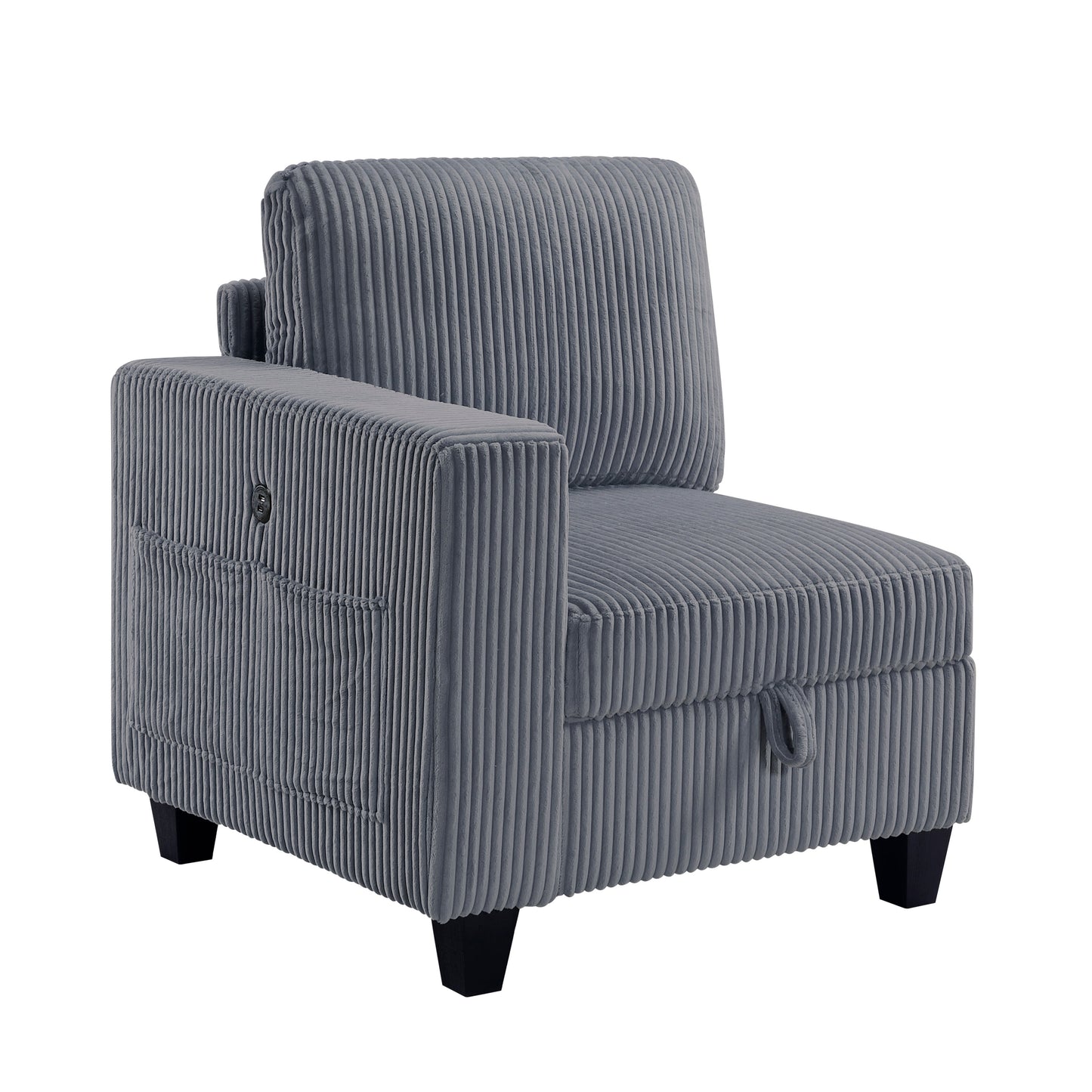 Walterboro Dark Gray Corduroy 5pc Sectional with Storage 9650