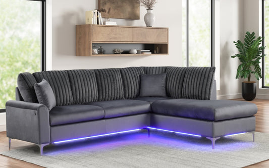Candy Grey LED Reversible Sectional