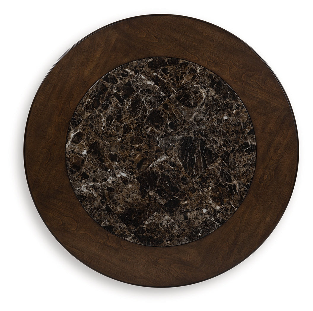 Frallyn Dark Brown Coffee Table and End Table T623