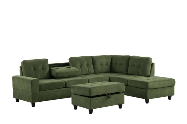 Heights42 Green Reversible Sectional with Storage Ottoman