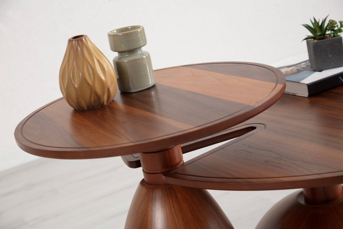 873 Walnut 2pc Coffee Table Set