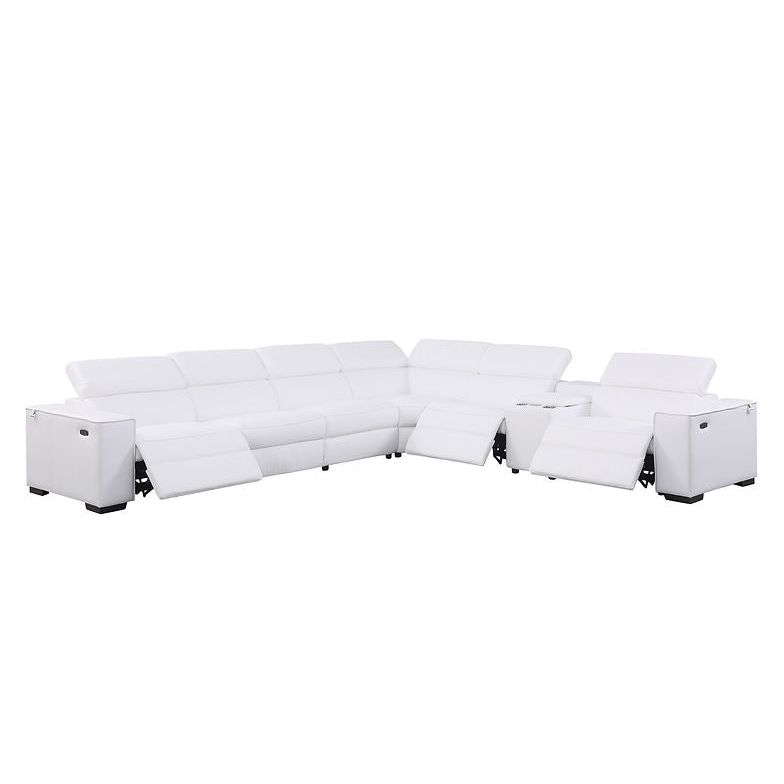 Picasso White 3-POWER Leather Match 7pc Sectional MI631