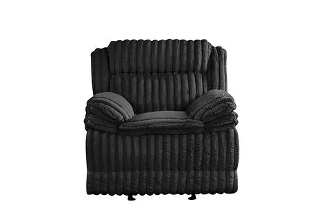 Mellow Black Thick Stripe Fabric 3pc Reclining Set S3939