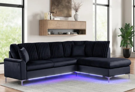 Candy Black LED Reversible Sectional