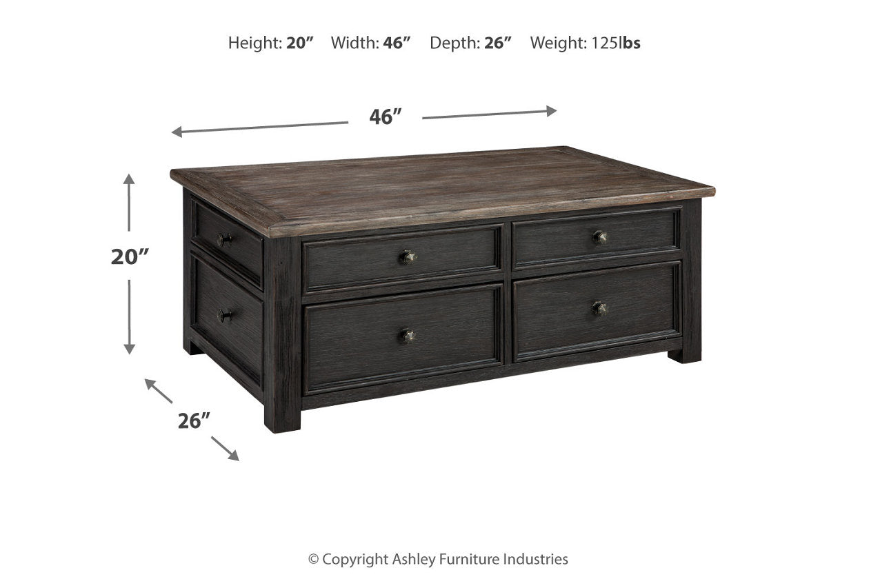Tyler Creek Grayish Brown/Black Coffee Table and 2 End Tables T736