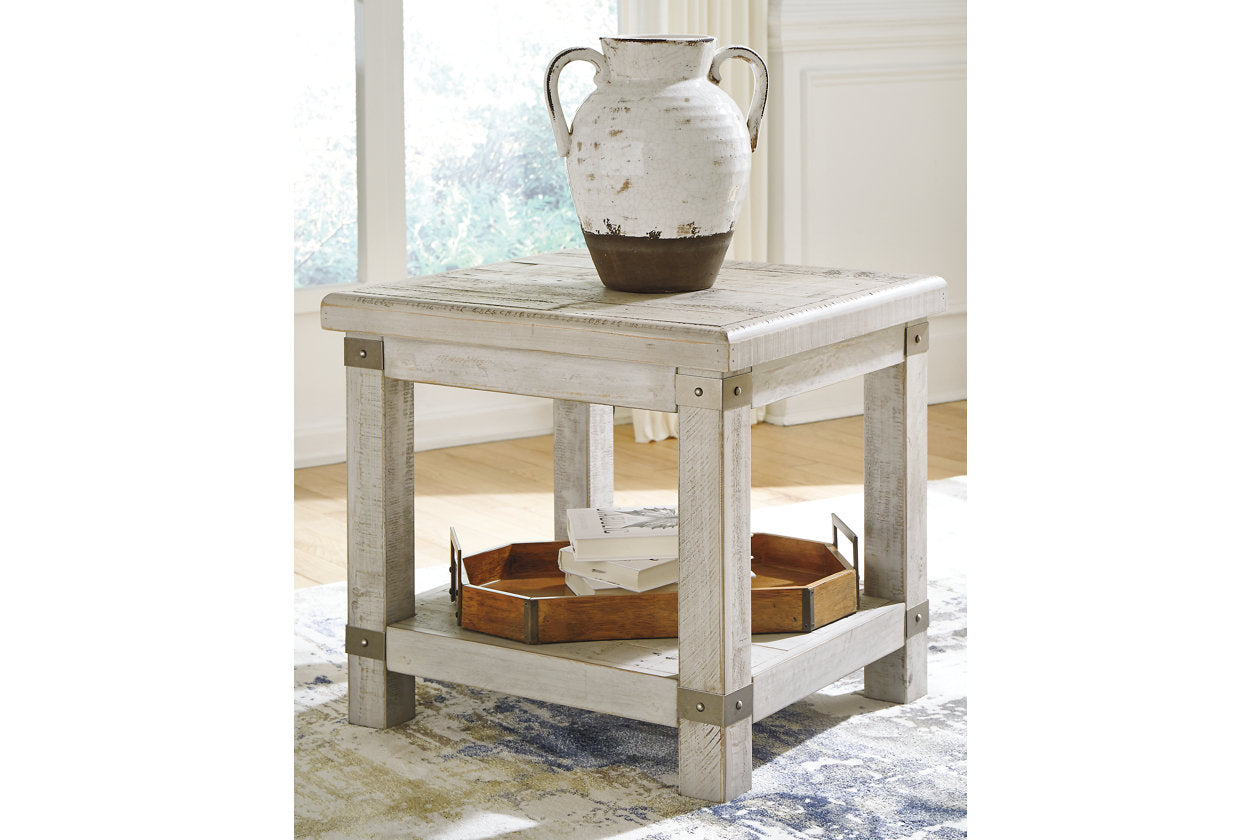 Carynhurst White Wash Gray Coffee Table and 2 End Tables T757