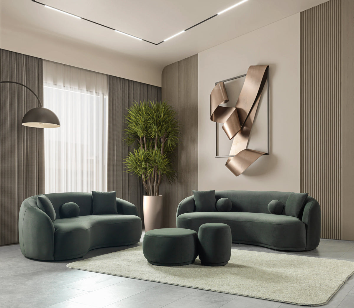Bonita Green Velvet Living Room Set