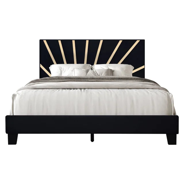 Nico Black Velvet King Platform Bed