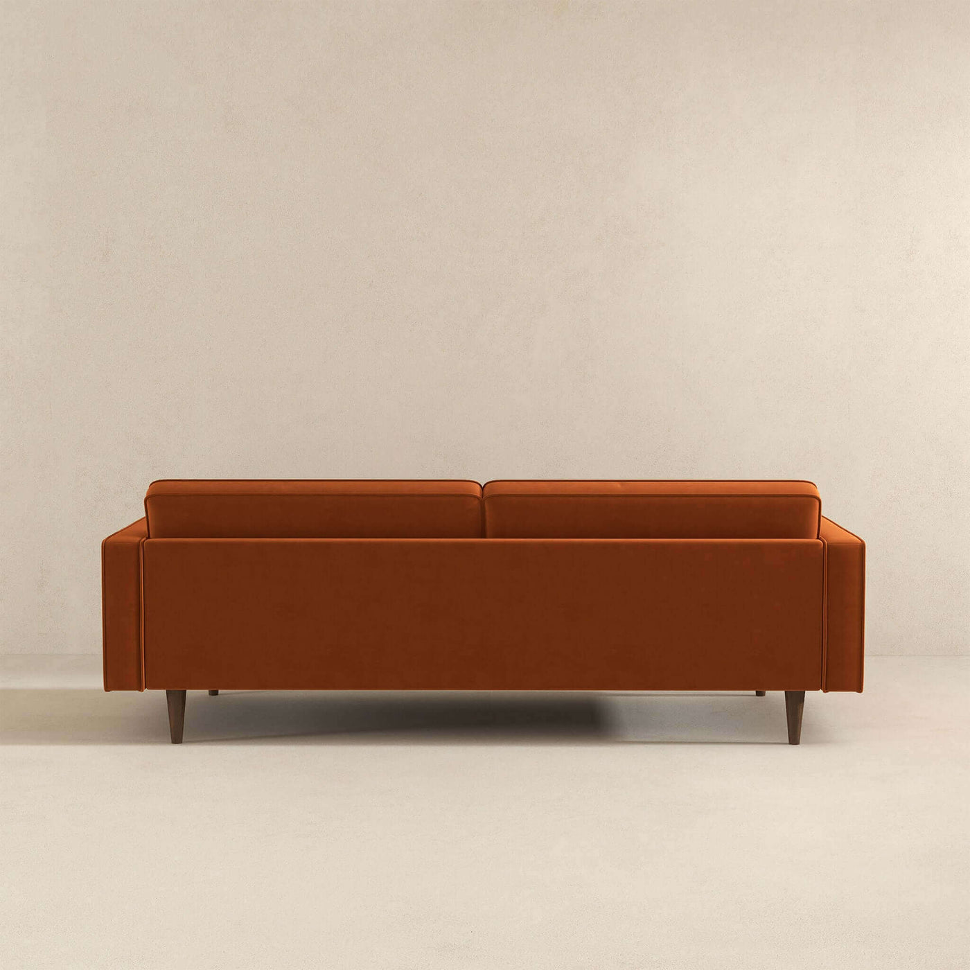 Casey 84" Mid-Century Modern Burnt Orange Velvet Sofa