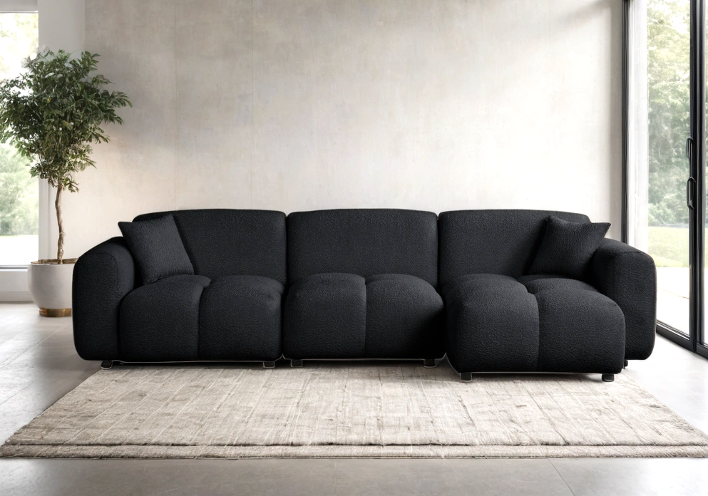 Bella Black Boucle Sectional