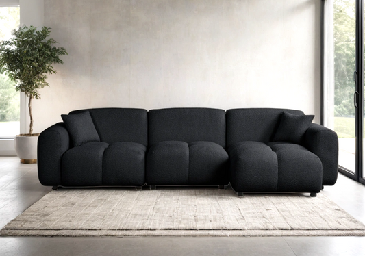 Bella Black Boucle Sectional