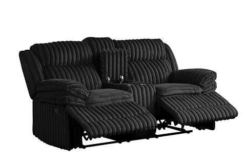 Mellow Black Thick Stripe Fabric 3pc Reclining Set S3939