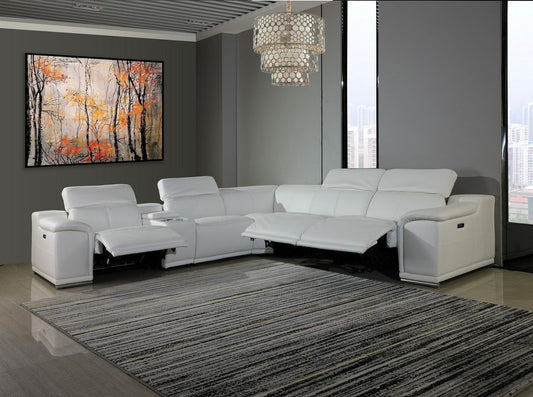 UR9762 6pc White TOP GRAIN 3pc Power Sectional
