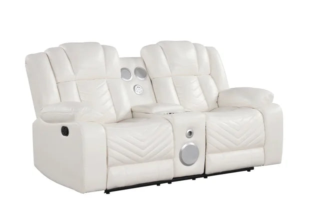 Ace White LED/BLUETOOTH SPEAKERS 3pc Reclining Set