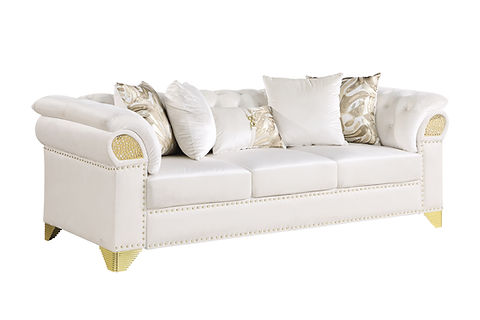 Emma Cream Velvet Sofa and Loveseat S3600