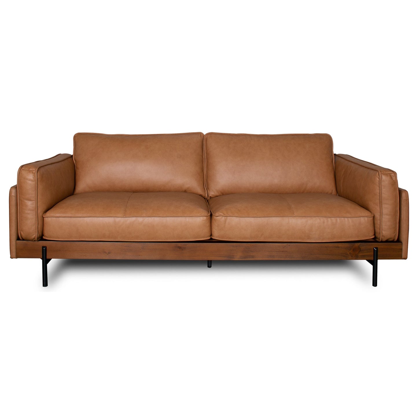 Utica Genuine Leather Sofa with Metal Legs & Sustainable Materials