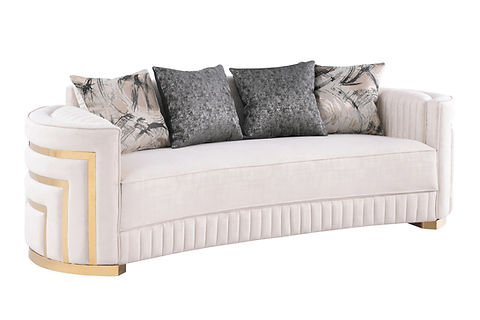 Minerva Cream Velvet Sofa and Loveseat S3300