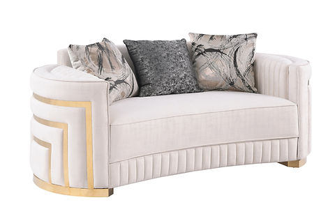 Minerva Cream Velvet Sofa and Loveseat S3300