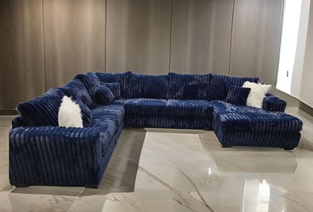 Texan Blue Thick Soft Corduroy OVERSIZED 4pc Sectional S320