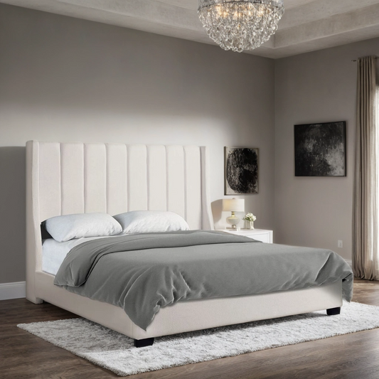 Off White Linen 6 FT King Bed | HH407