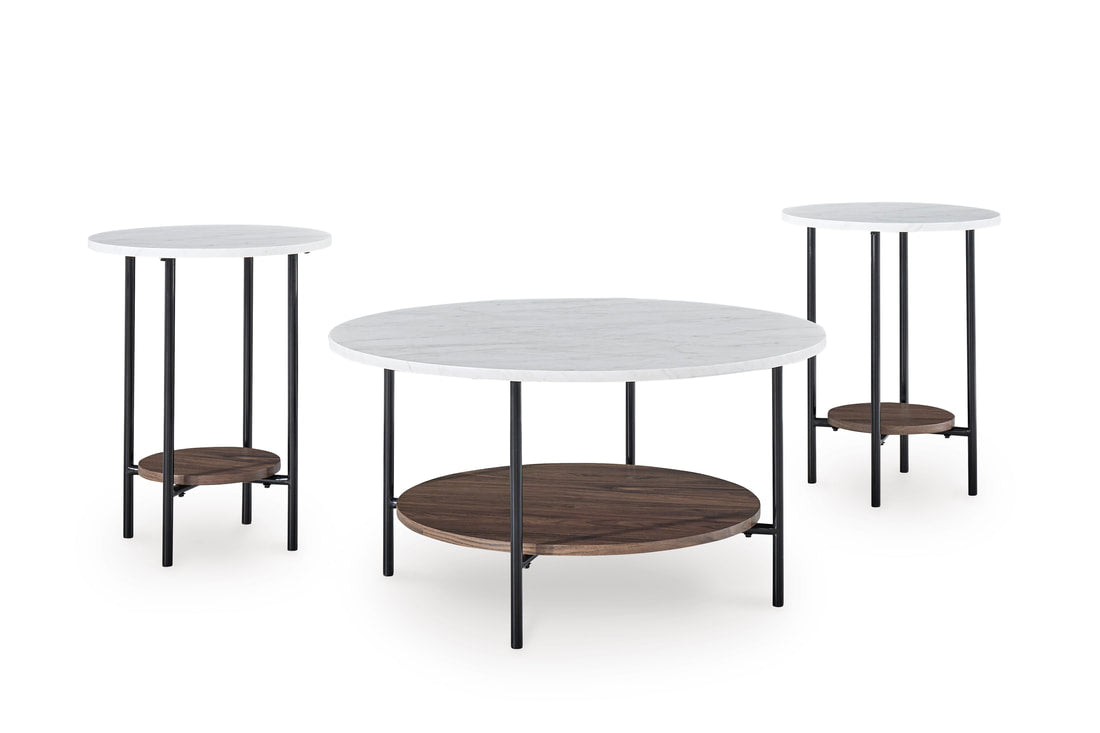 Wrenwich Brown/Black/White Table (Set of 3) T167