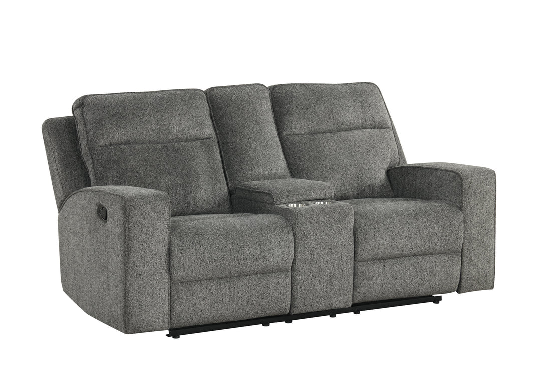 Hudson Dark Grey Thick Chenille Fabric 3pc Reclining Set
