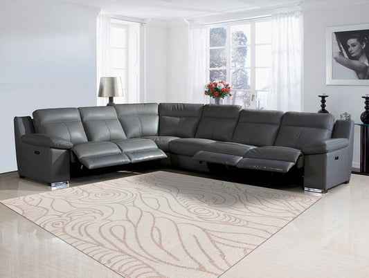 UR9583 Dark Grey TOP GRAIN LEATHER 3pc Power Reclining Sectional
