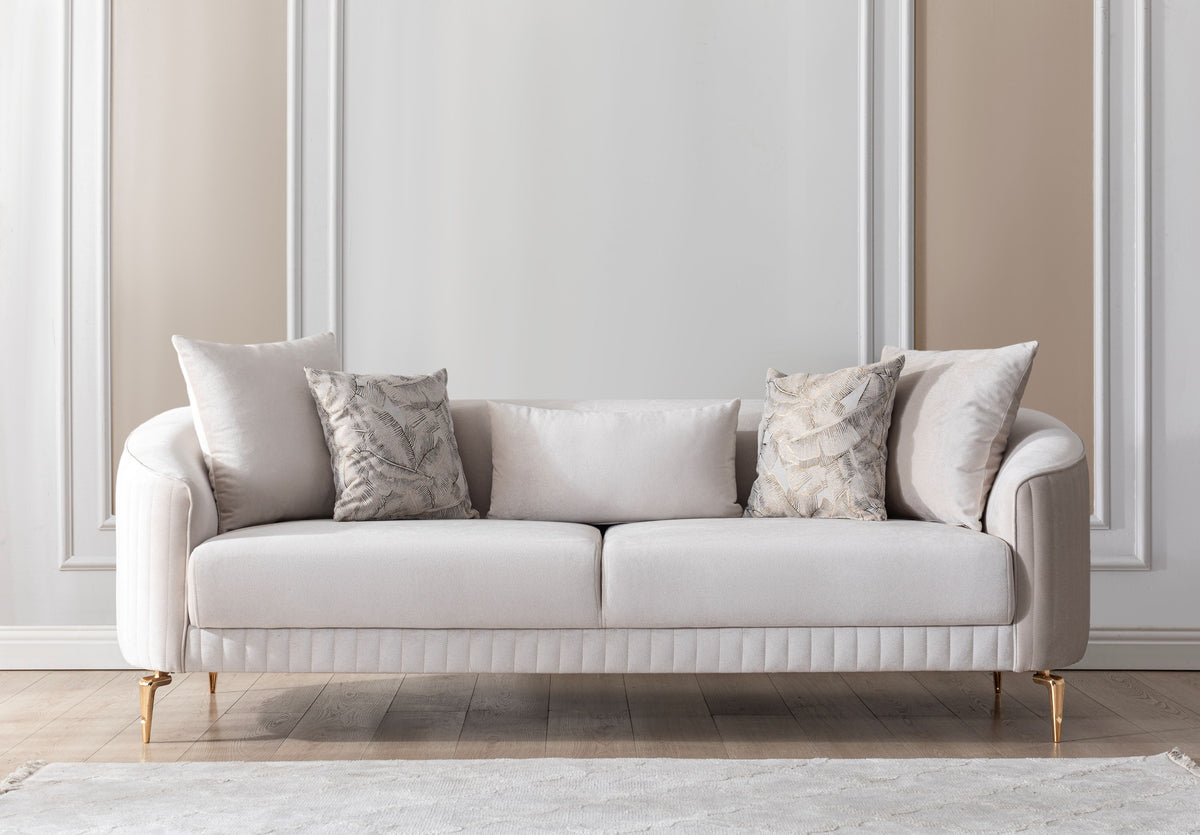 Angela Ivory Velvet Living Room Set