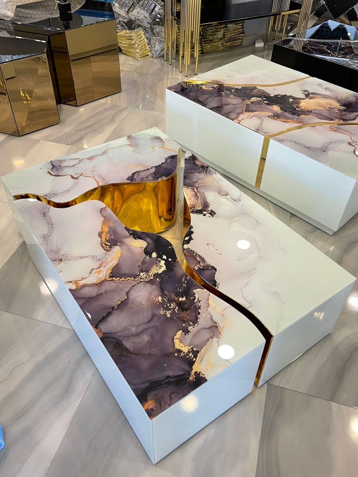 Dream White Marble 3pc Coffee Table