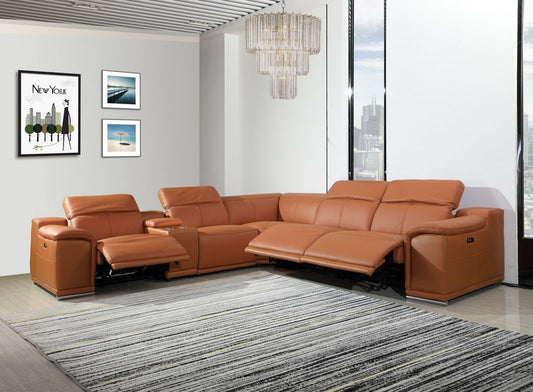 UR9762 6pc Camel TOP GRAIN 3pc Power Sectional
