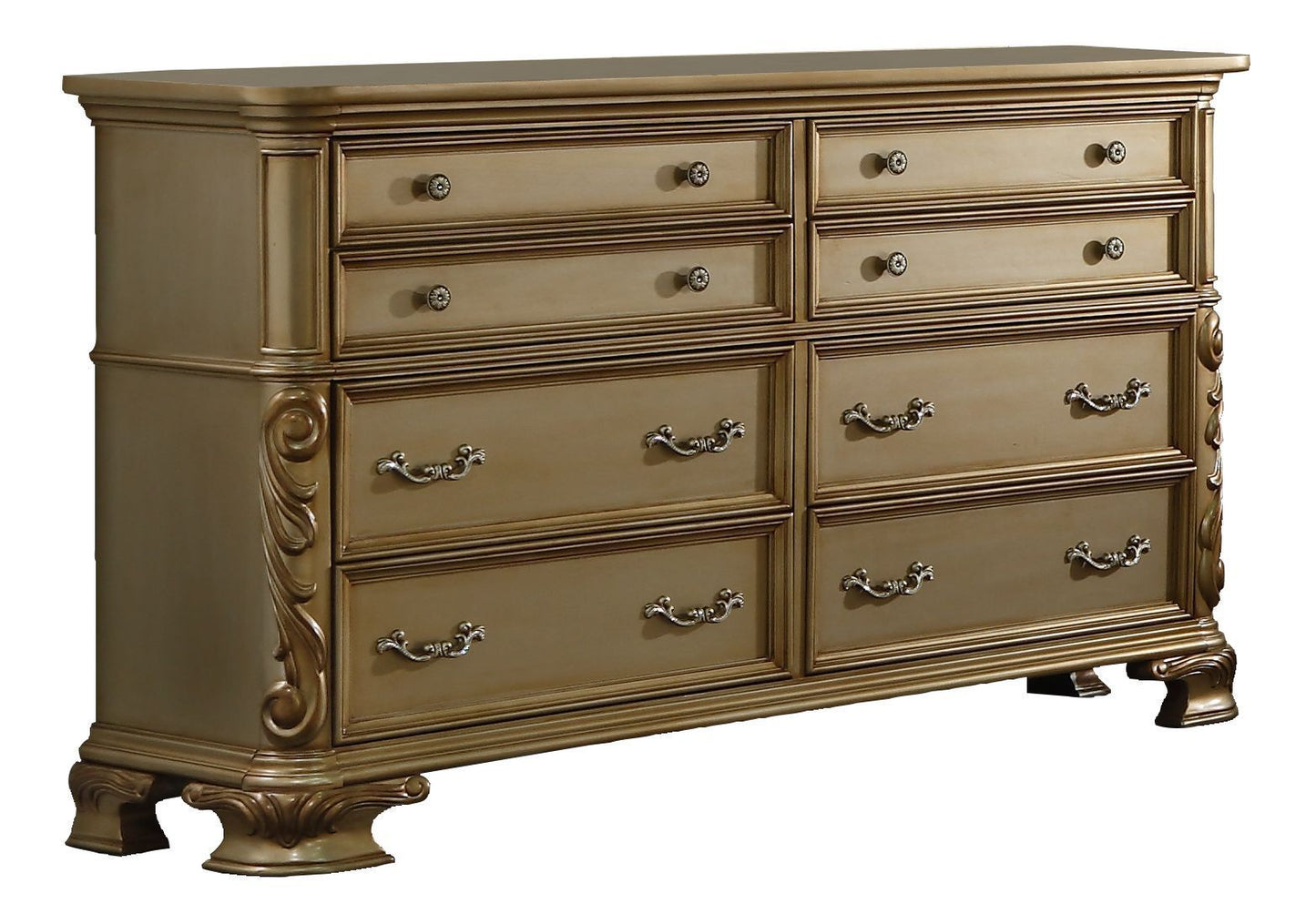 Miranda Collection Gold Finish Bedroom Set