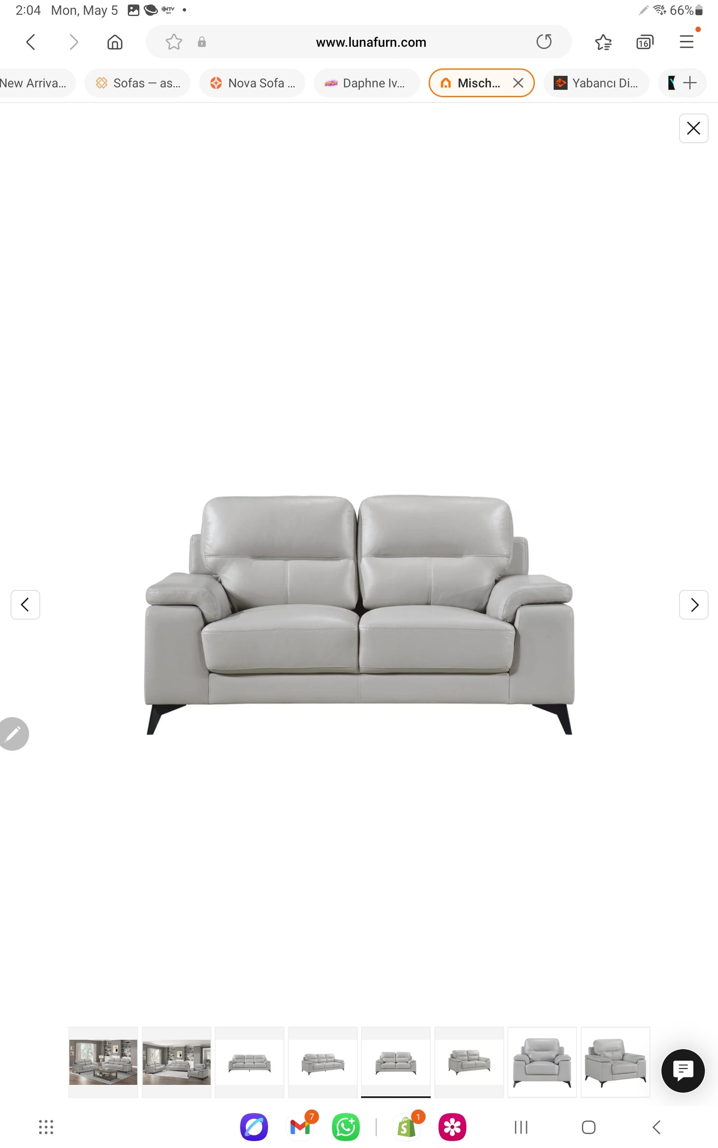 Mischa TOP GRAIN LEATHER Grey Living Room Set 9514