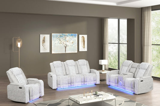 Lita Grey POWER RECLINER/ HEADREST/LED 3pc Living Room Set S4225