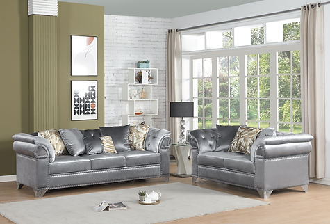 Emma Grey Velvet Sofa and Loveseat S3600