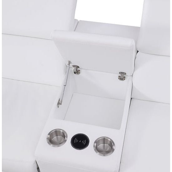 Picasso White 3-POWER Leather Match 7pc Sectional MI631