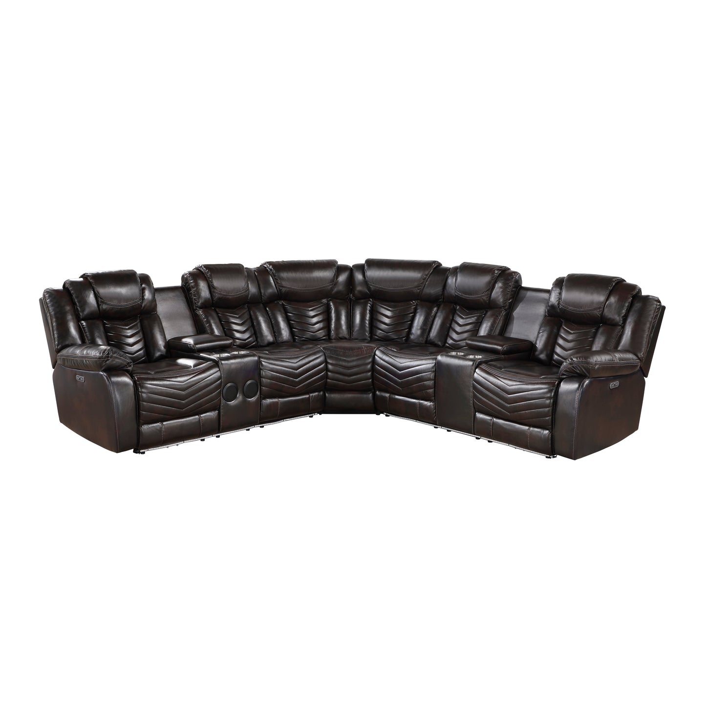 Ramone Dark Brown POWER/LED Reclining Sectional 9508