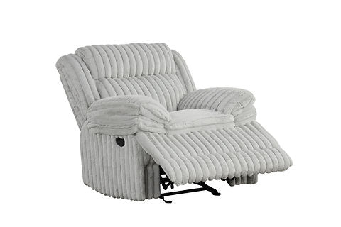 Mellow Grey Thick Stripe Fabric 3pc Reclining Set S3939