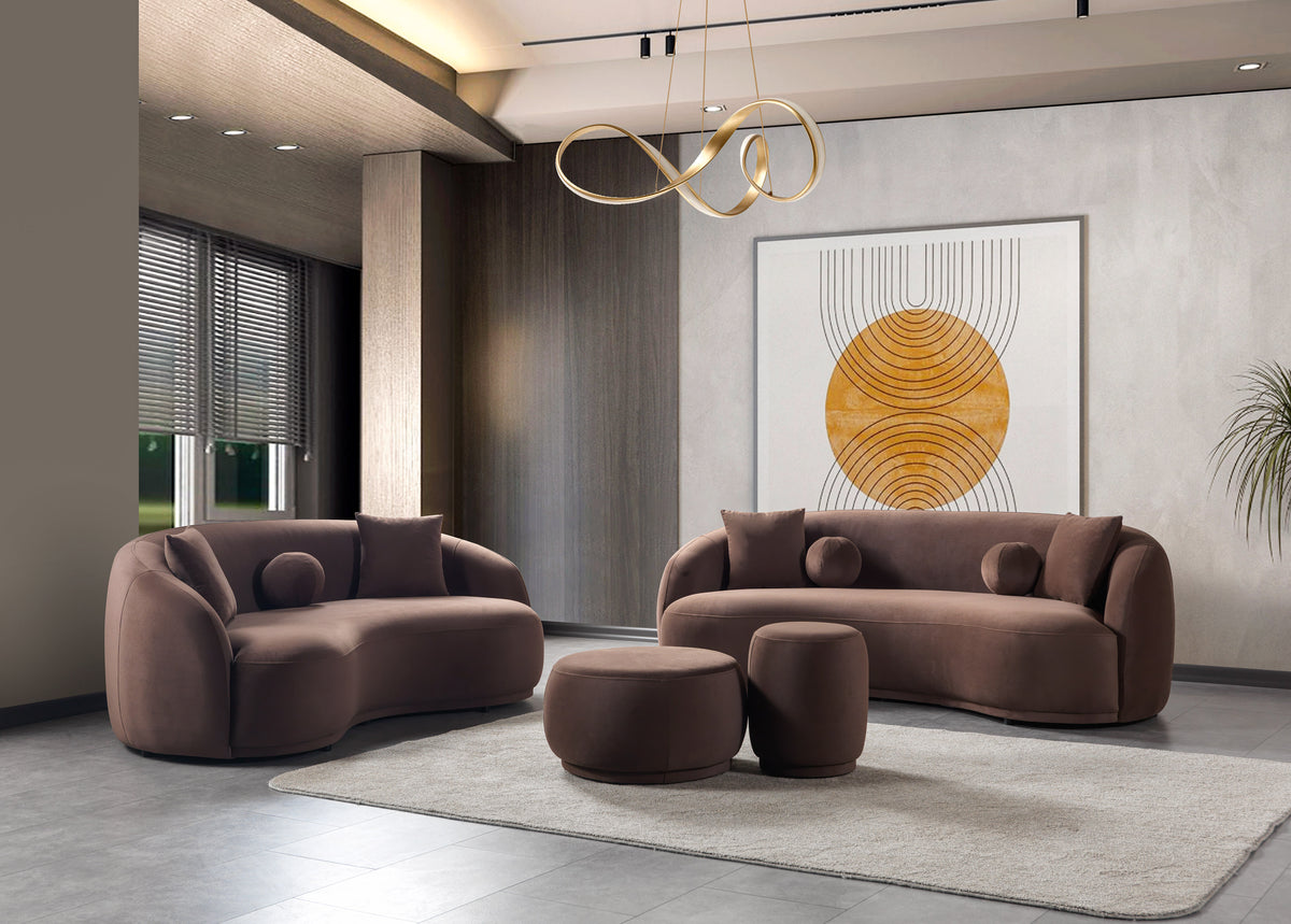Bonita Coffee Velvet Living Room Set